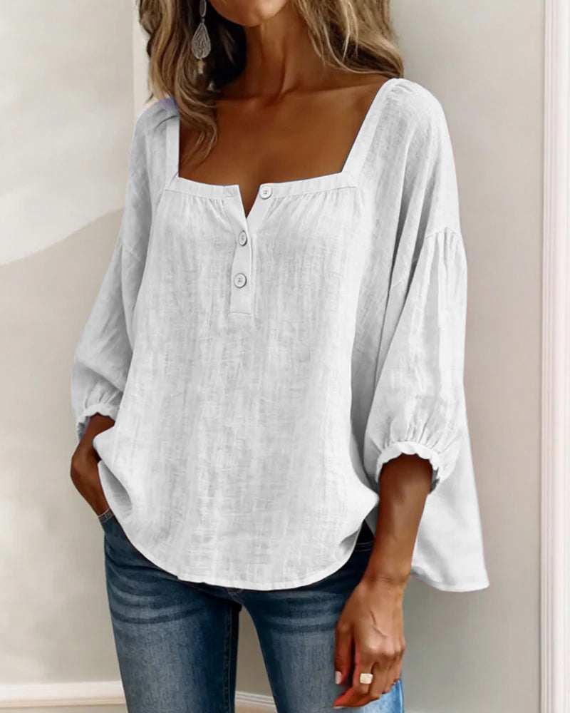 Felicity - Women's Ruffle Sleeve Square Neck Top - photo 7