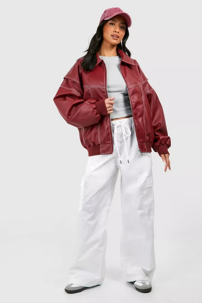 Celestia - Women's Oversized Vegan Leather Jacket