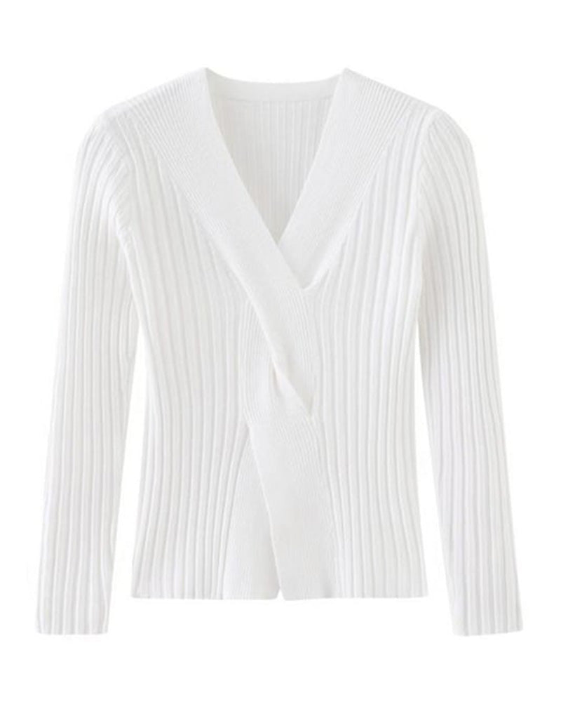 Stella - Women's Twist-Front Ribbed Sweater