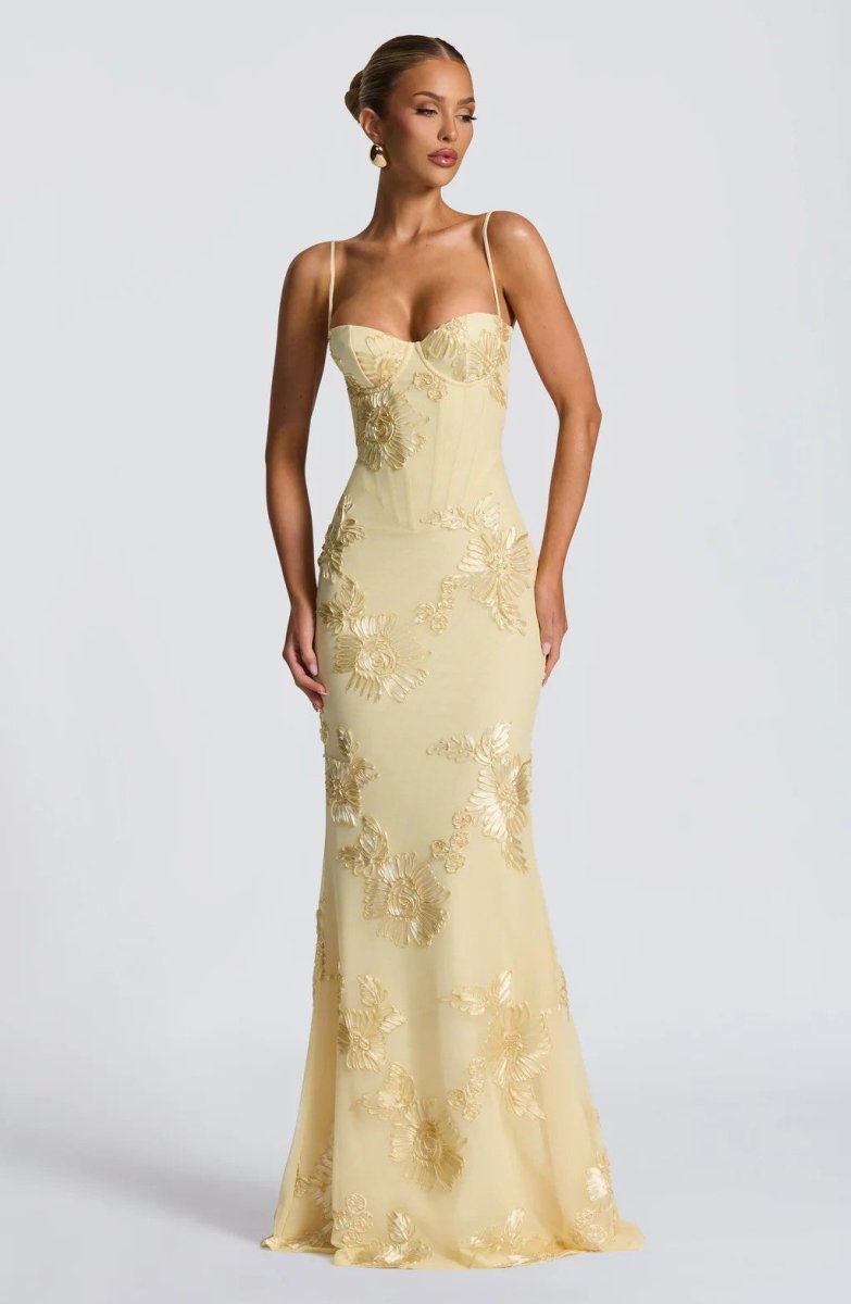 Figurbetontes Maxi Kleid mit Spitze