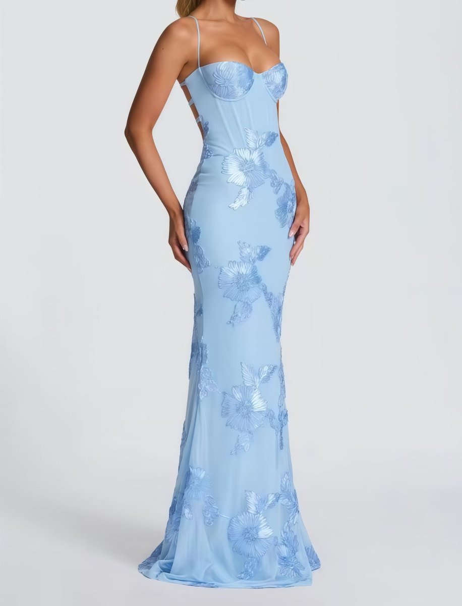 Figurbetontes Maxi Kleid mit Spitze