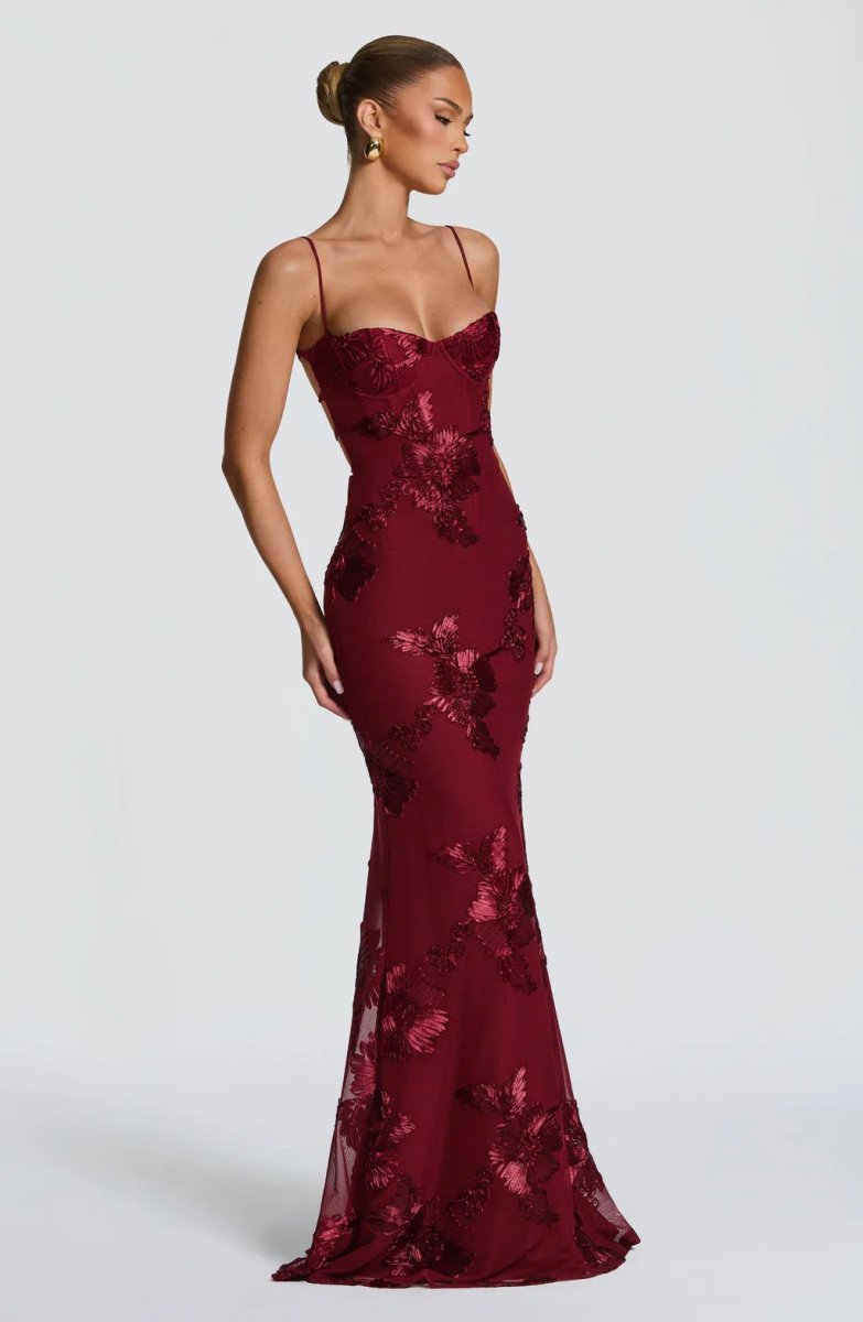 Figurbetontes Maxi Kleid mit Spitze