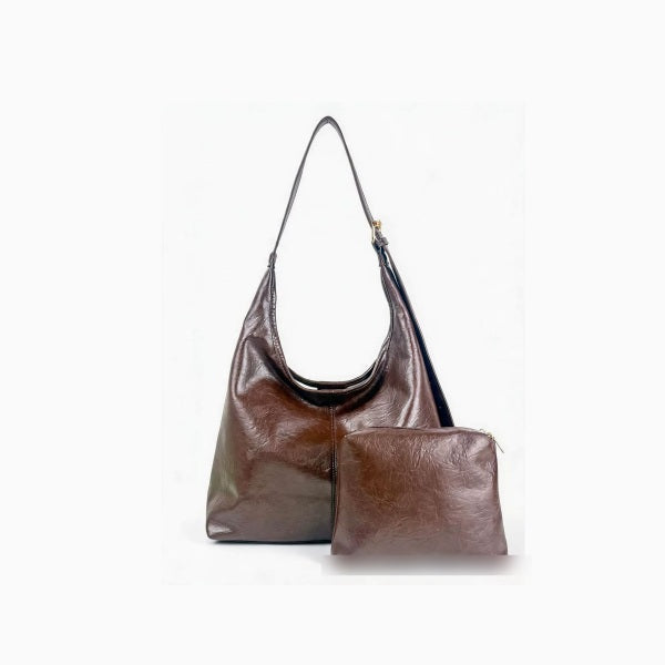 Fiona - Women's Vegan Leather Tote - Dark Brown