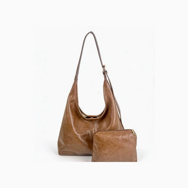 Fiona - Women's Vegan Leather Tote - Light Brown