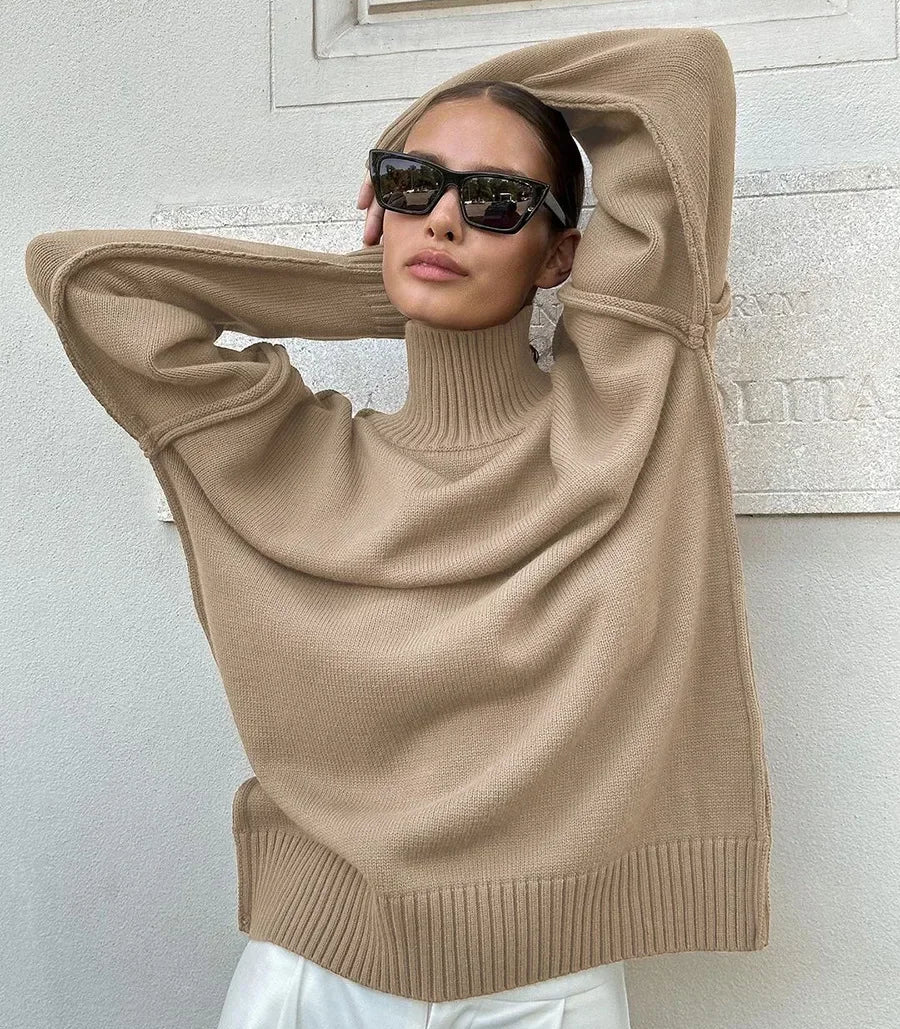 Flora - Women's Jumper in Knit with Roll Neck - photo 1