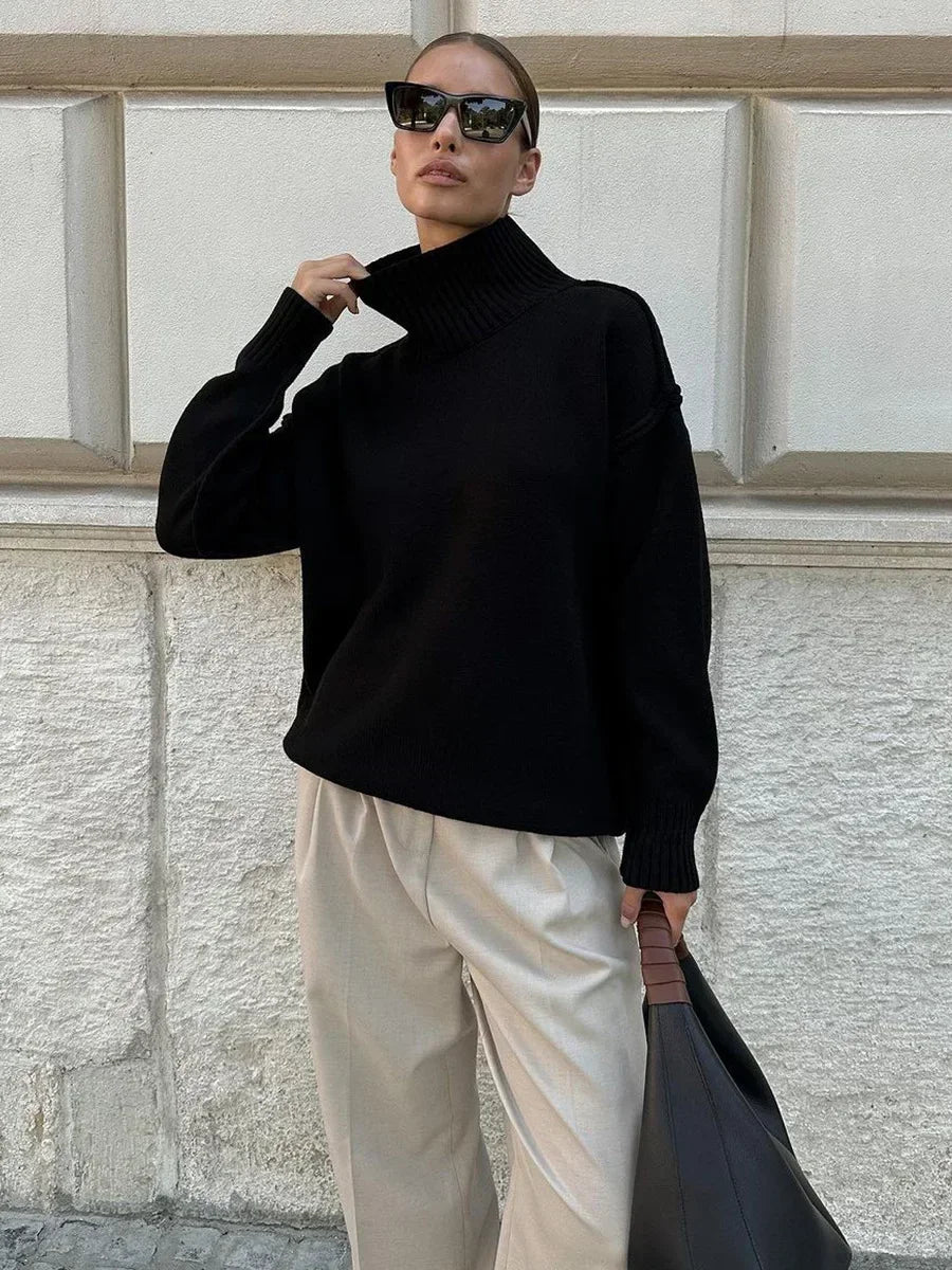 Flora - Women's Jumper in Knit with Roll Neck - photo 2