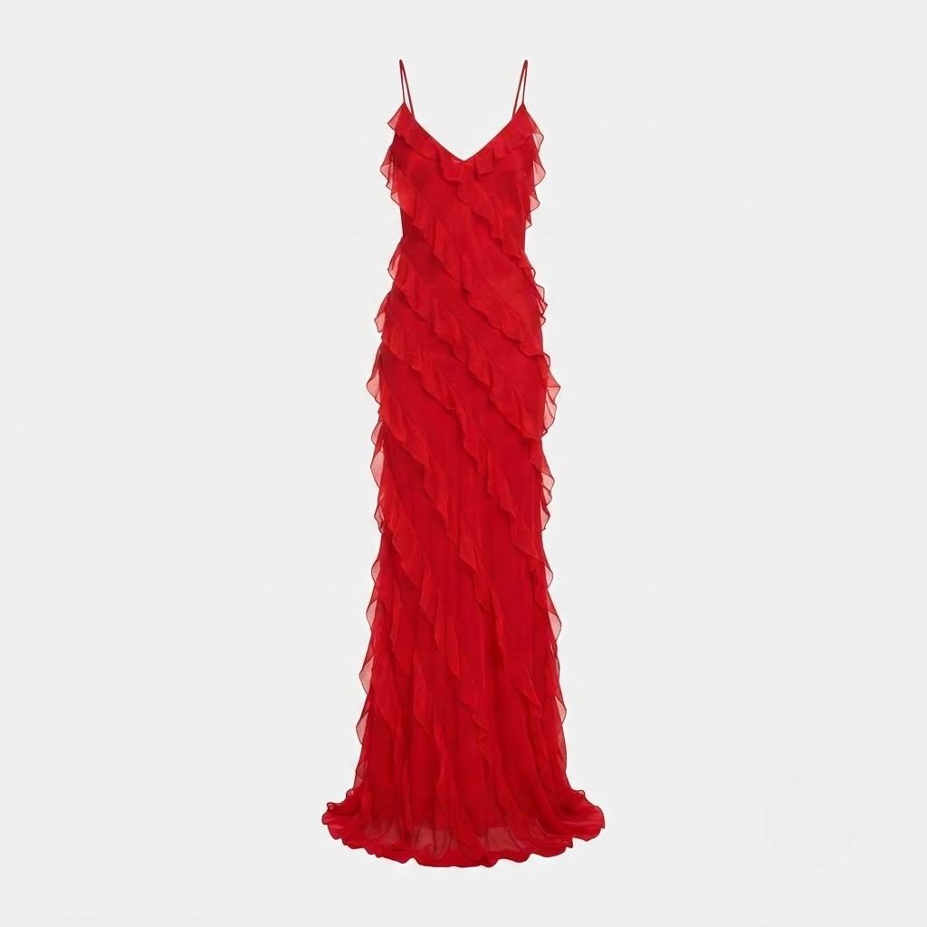 Florrie - Women's Red Ruffle Maxi Dress - photo 2