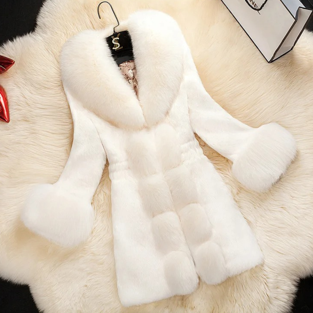 Frankie - Women's Coat in Faux Fur with Pom Detail - photo 2