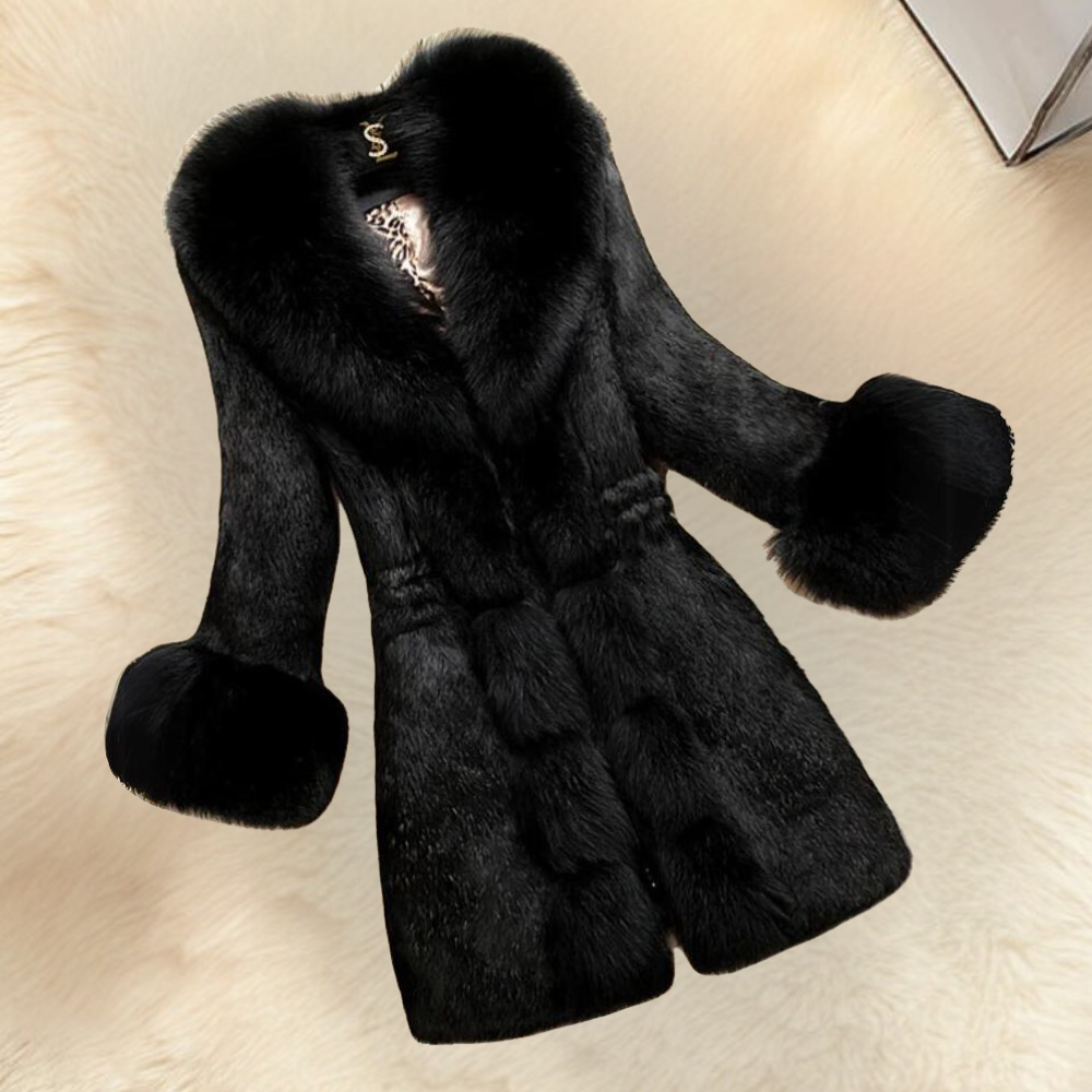 Frankie - Women's Coat in Faux Fur with Pom Detail - photo 3