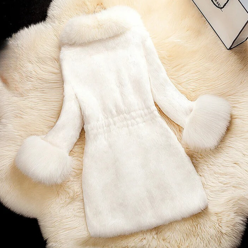 Frankie - Women's Coat in Faux Fur with Pom Detail - photo 6