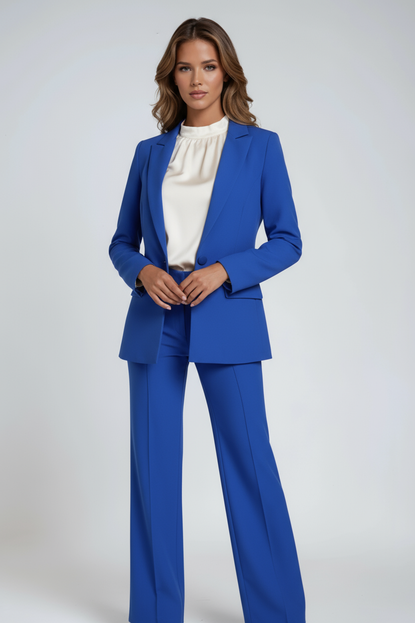 ELEGANT BLAZER AND WIDE LEG TROUSERS SET