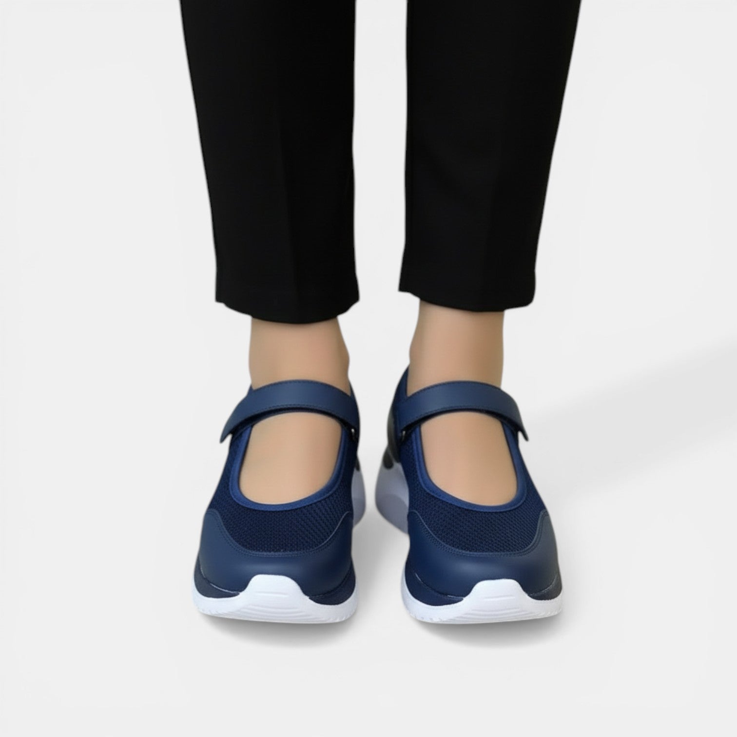 Sneakers Mary Jane da donna in mesh con suola comfort