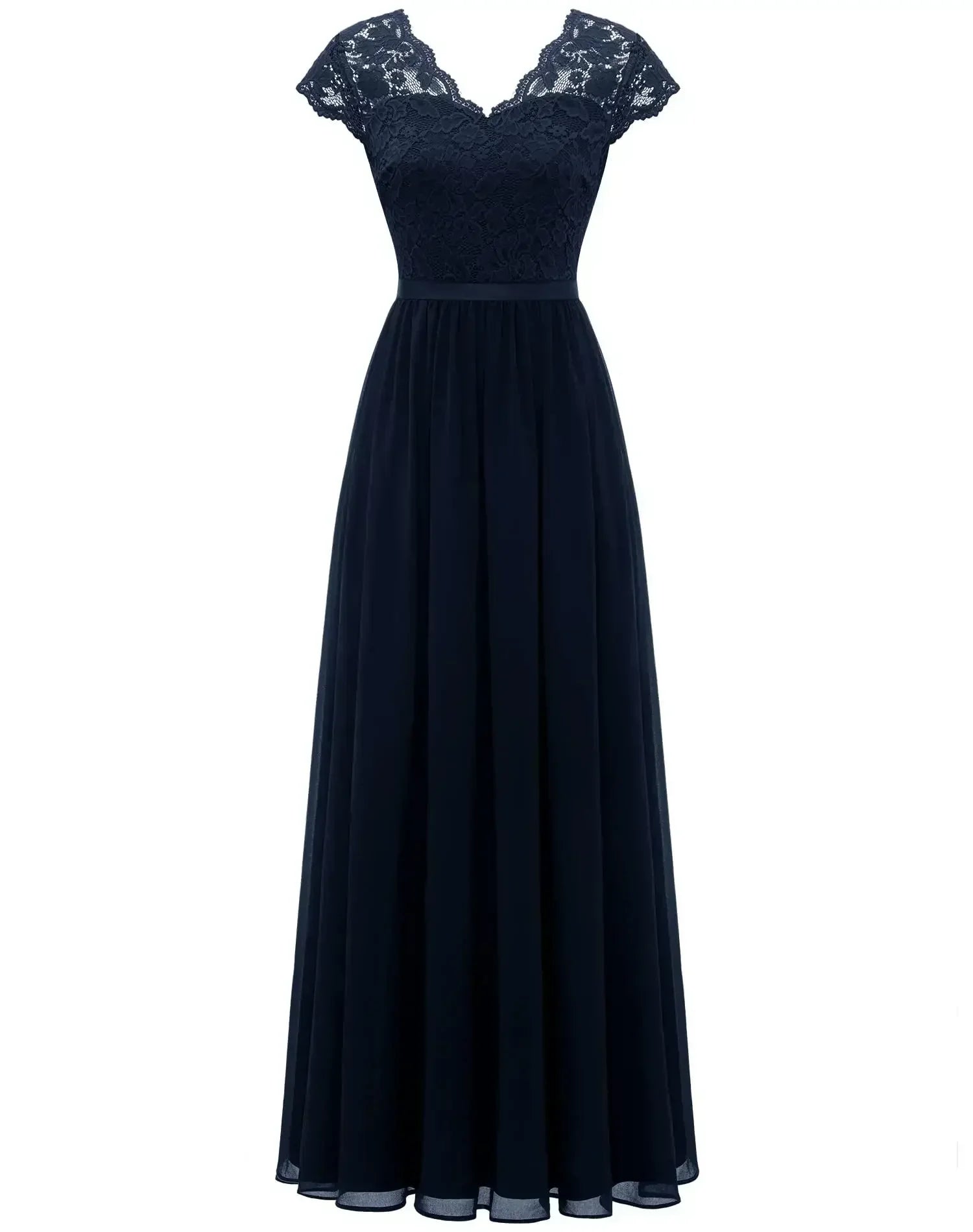Gaia - Women's Fitted Maxi Dress in Lace Trim with Wide Leg - photo 10