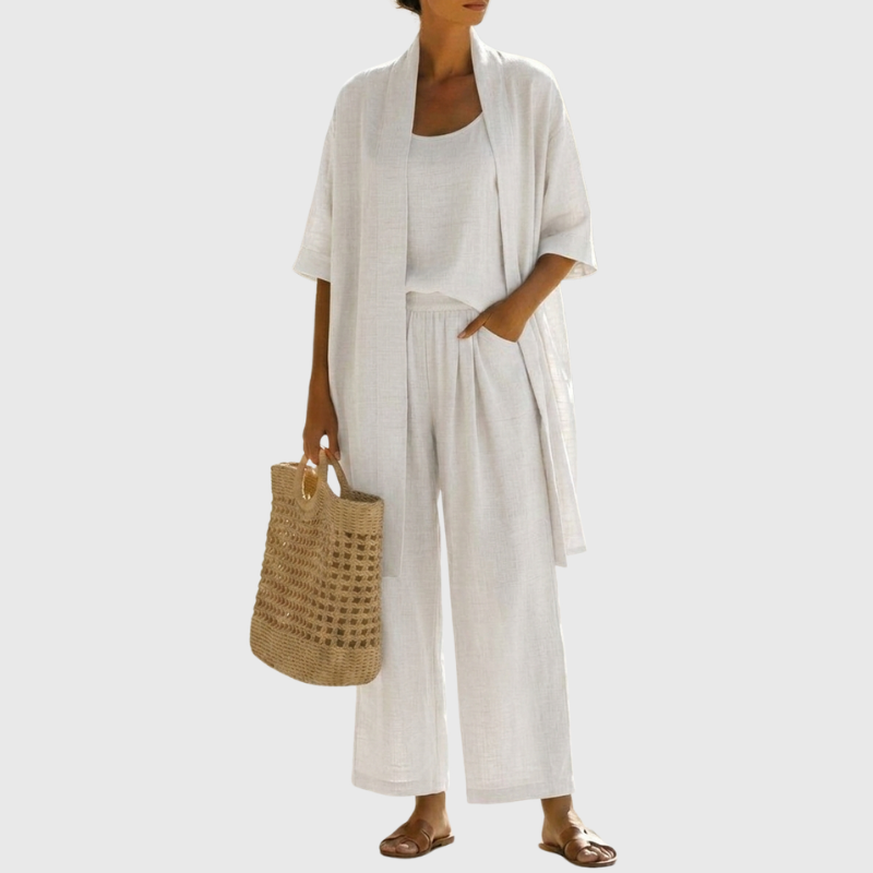 Francesca - Women's Tailored Three-Piece Set in Linen