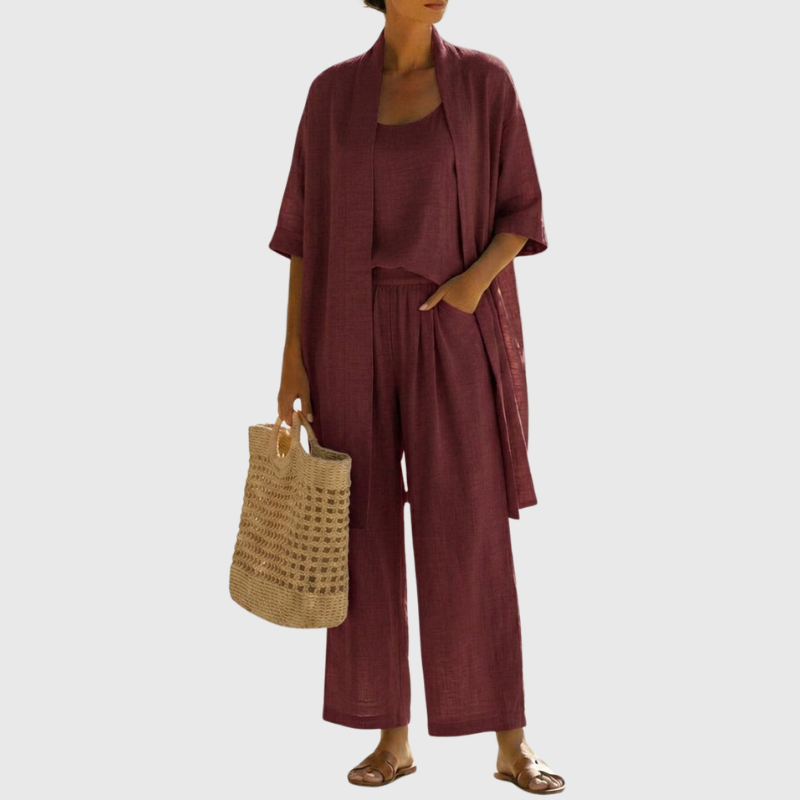 Francesca - Women's Tailored Three-Piece Set in Linen