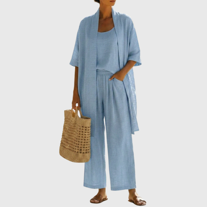 Francesca - Women's Tailored Three-Piece Set in Linen