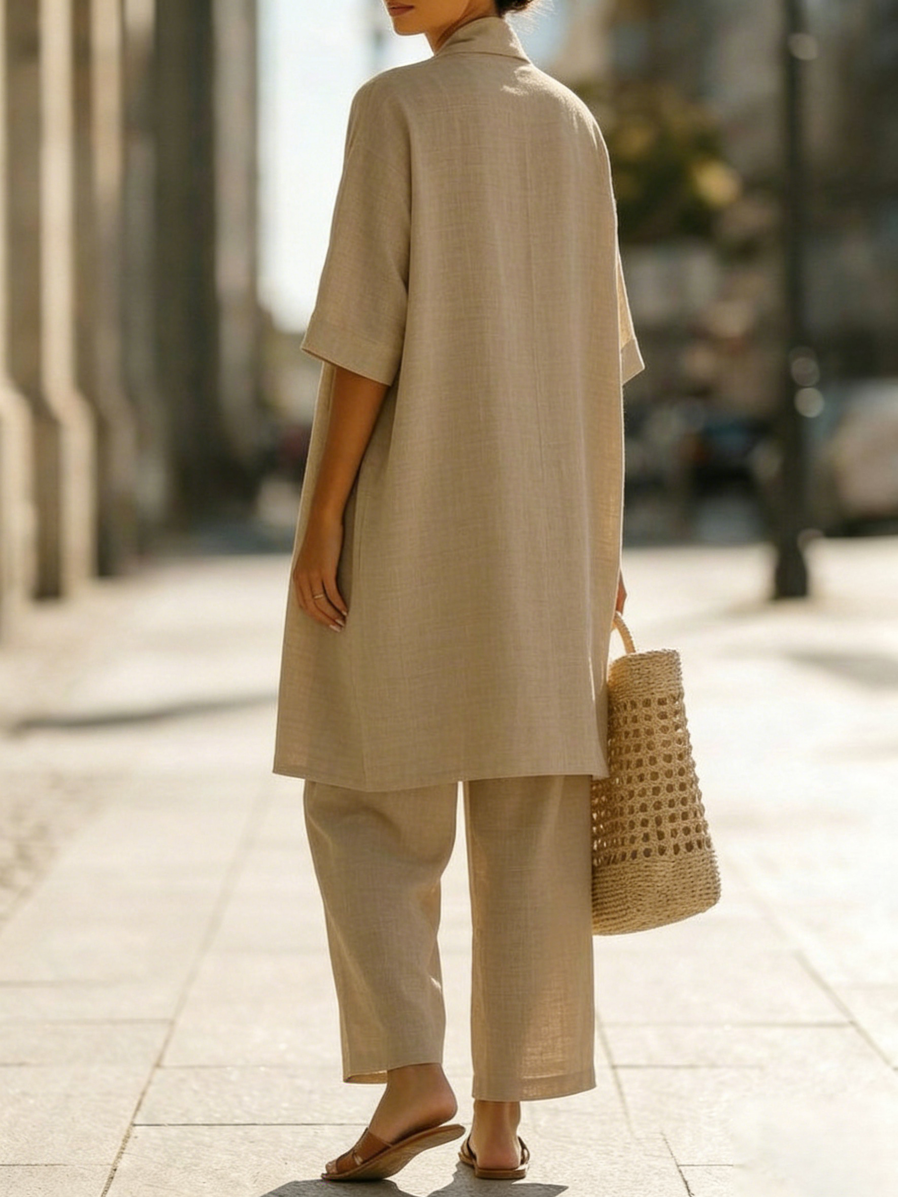 Francesca - Women's Tailored Three-Piece Set in Linen