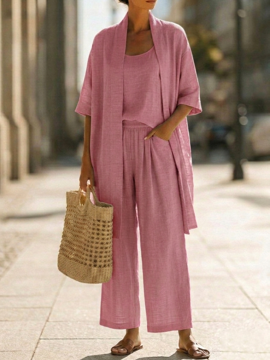 Francesca - Women's Tailored Three-Piece Set in Linen