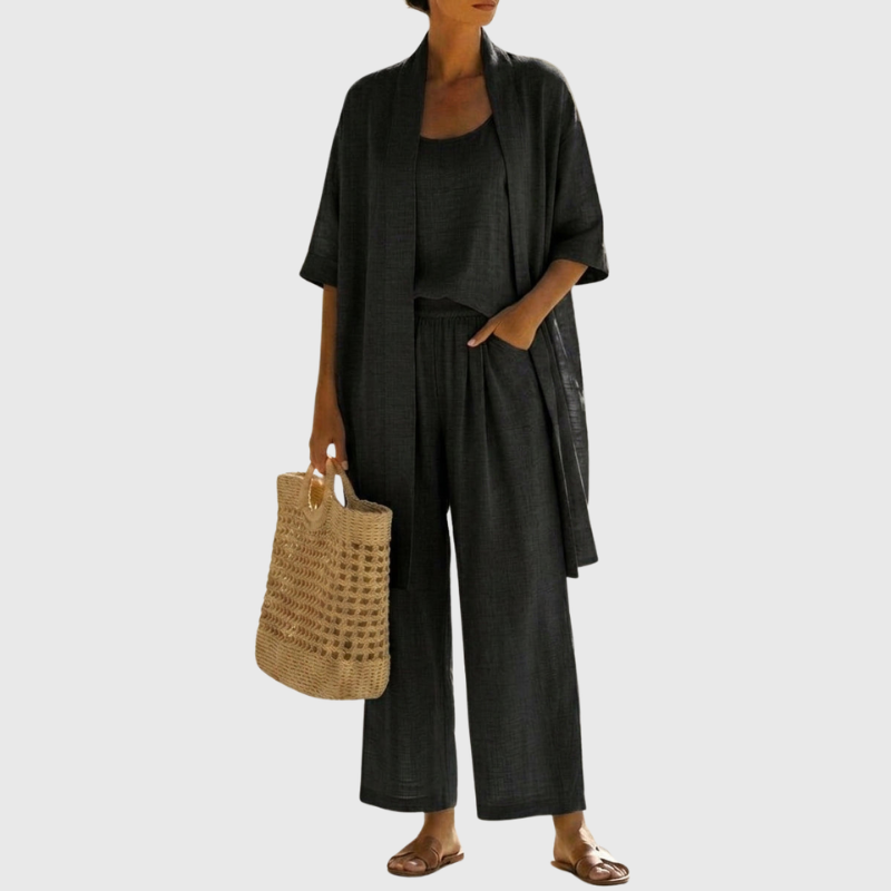Francesca - Women's Tailored Three-Piece Set in Linen