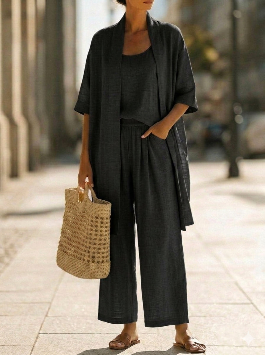 Francesca - Women's Tailored Three-Piece Set in Linen