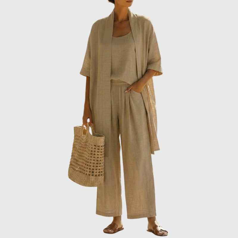 Francesca - Women's Tailored Three-Piece Set in Linen