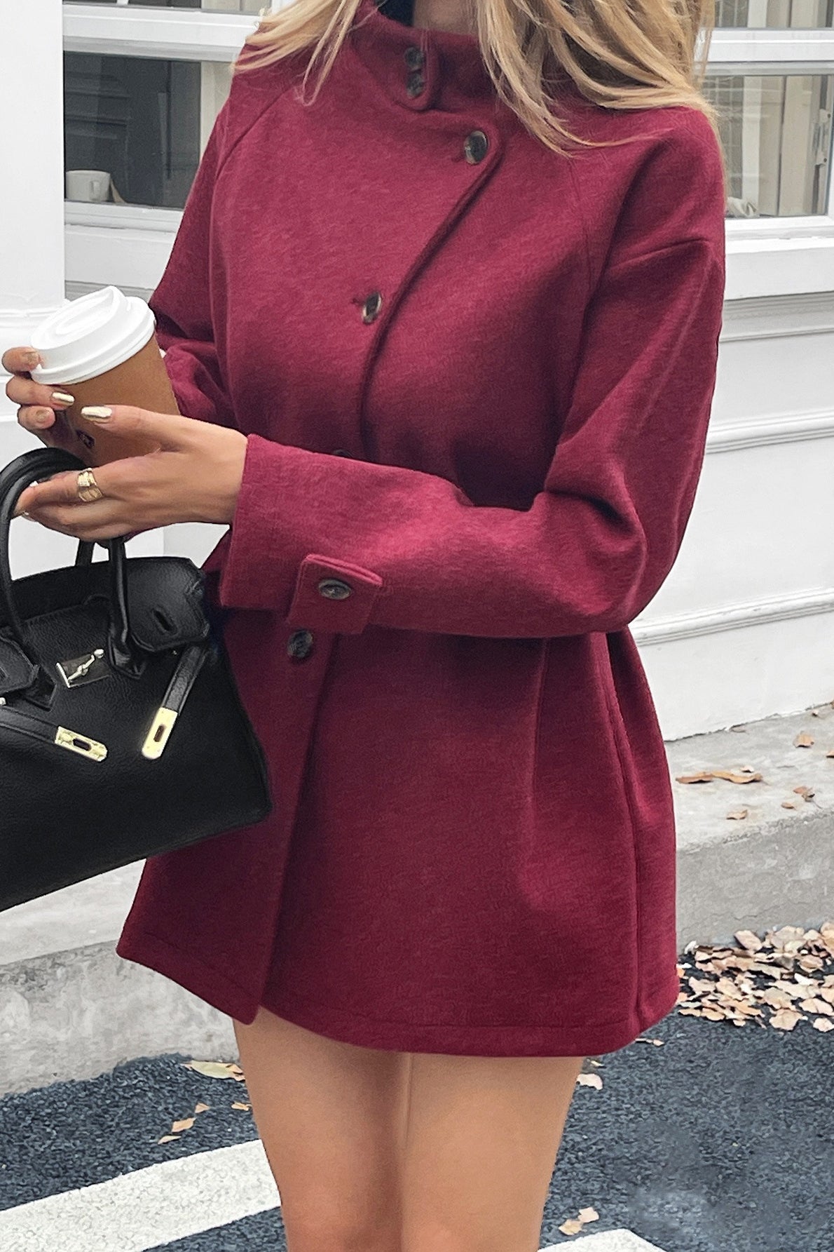 Gale - Women's Wrap Coat with Ruching - photo 9