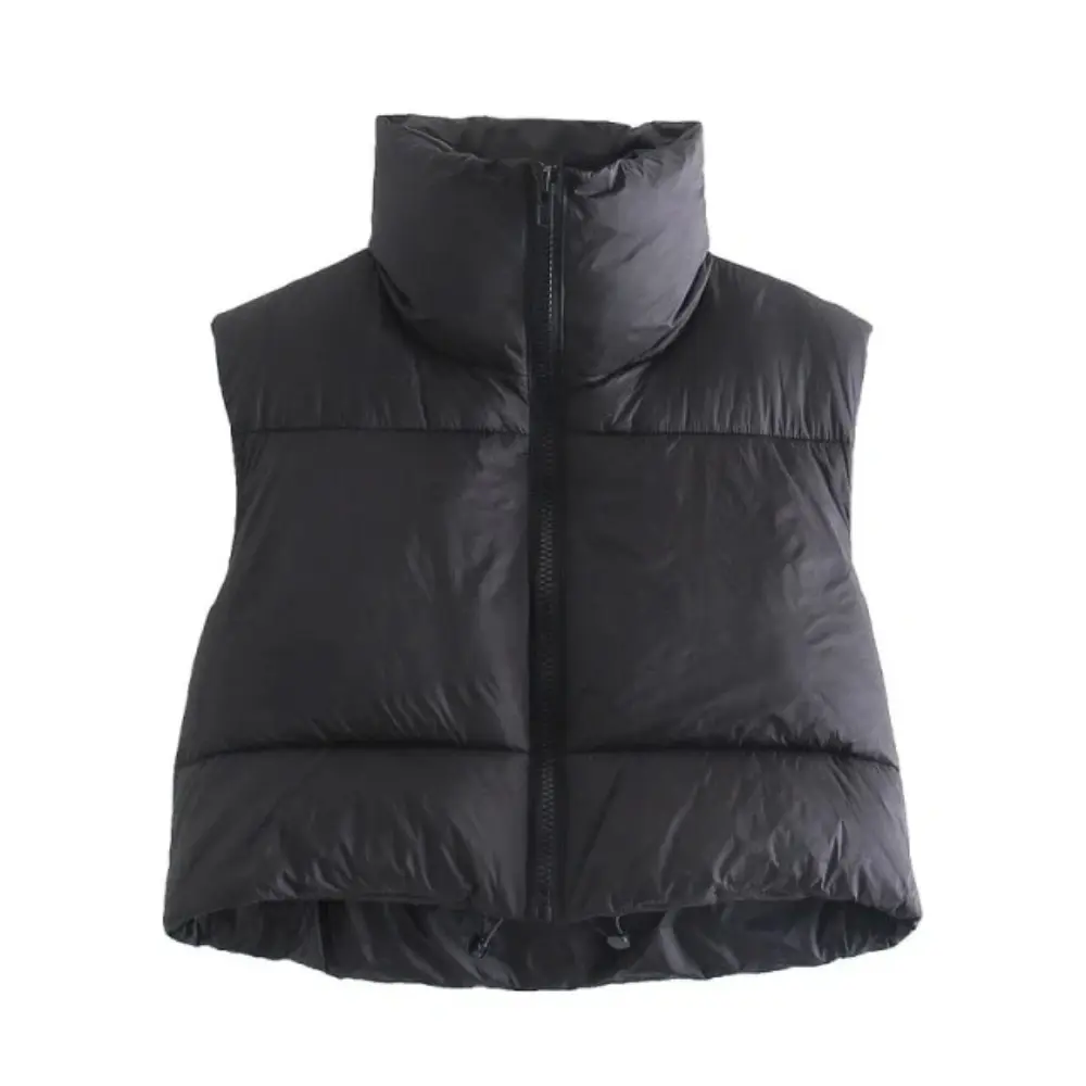 Gemma - Women's Cropped Puffer Jacket with Collar - photo 2