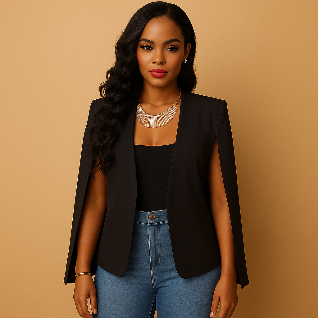 Delyse - Women's Cape Blazer with Split Sleeves