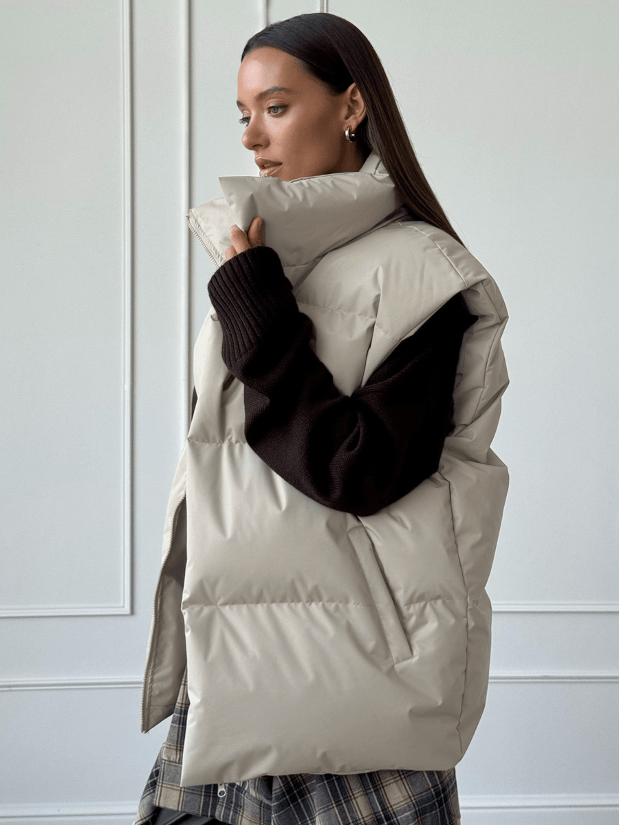 Gia - Women's Relaxed Puffer Jacket with Puff Sleeves - photo 3