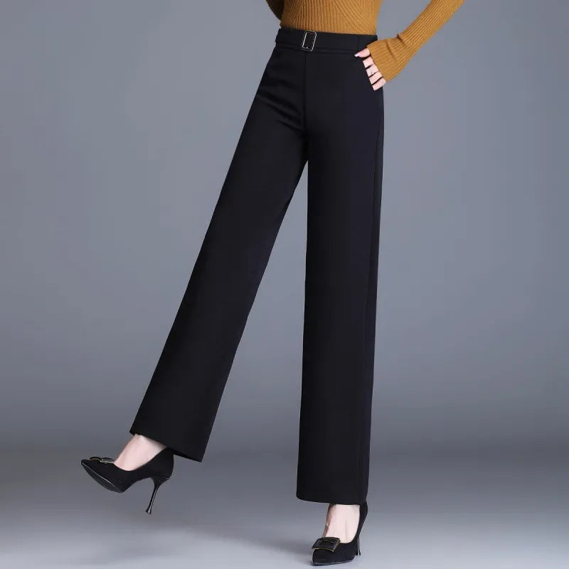 Ginny - Women's High Waist Wide-Leg Work Trousers with Side Pockets - photo 2
