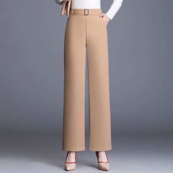 Ginny - Women's High Waist Wide-Leg Work Trousers with Side Pockets - photo 3