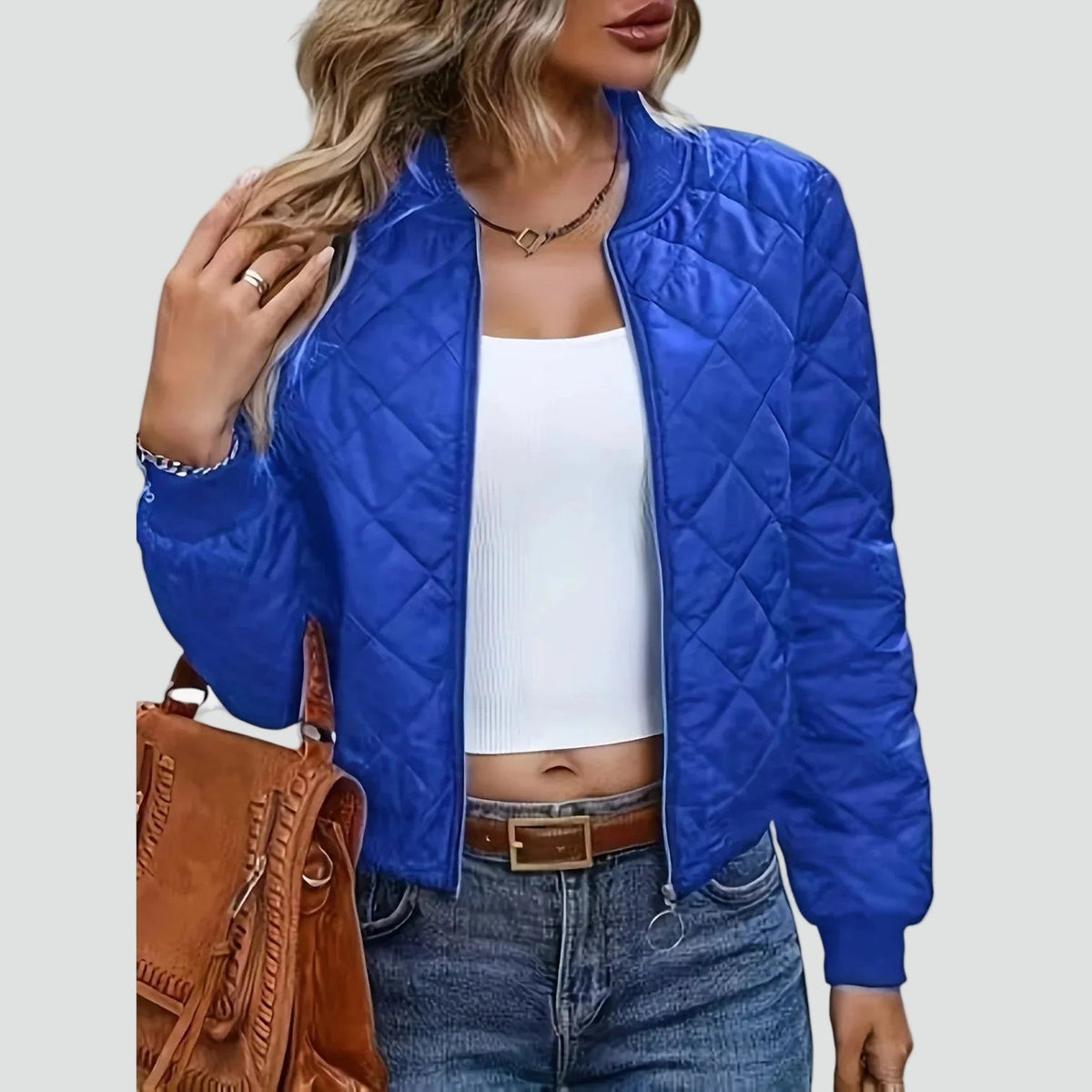 Halina - Women's Bomber Jacket in Quilted Finish with Zip Front - photo 7