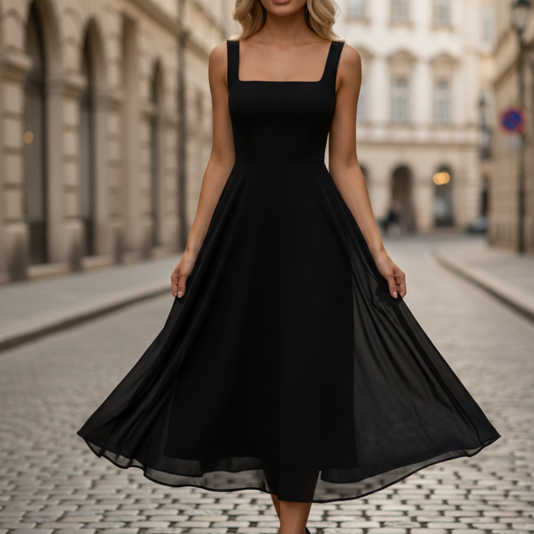 Harlow - Women's Flowing Midi Dress with Wide Leg - photo 2