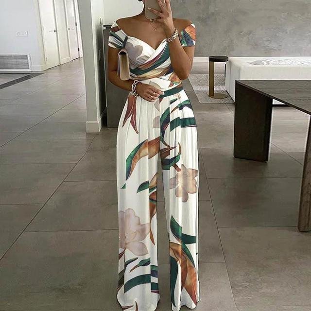Harmony - Women's Off Shoulder Printed Wide Leg Jumpsuit - photo 2