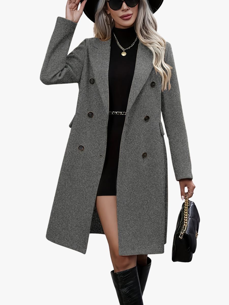 Hattie-Mae - Women's Longline Coat with Notch Lapel - photo 3