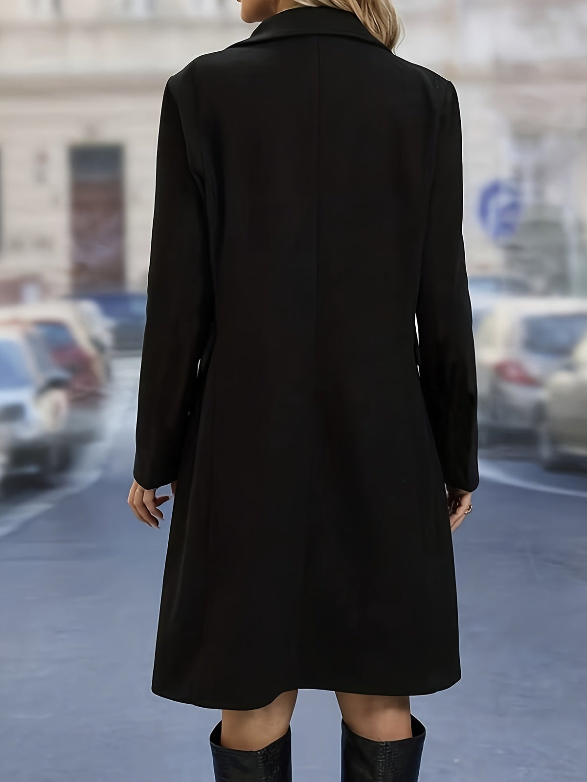 Hattie-Mae - Women's Longline Coat with Notch Lapel - photo 5