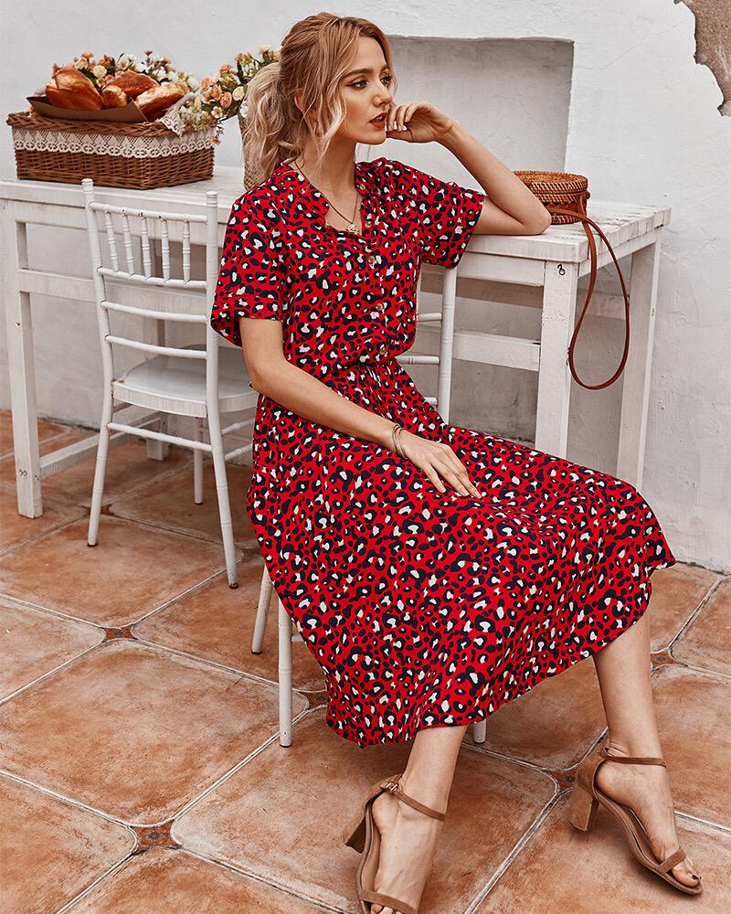 Hazel - Women's Leopard Print Midi Dress - photo 17