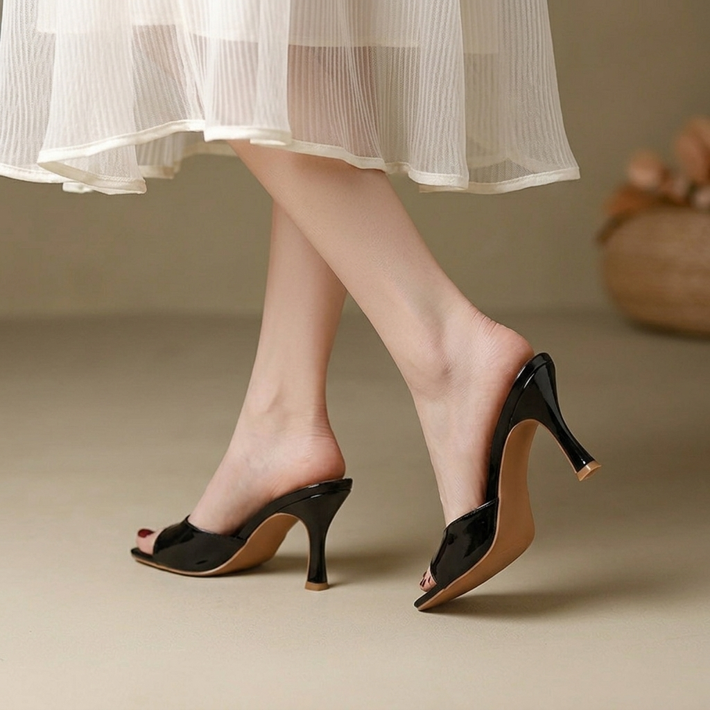 Hazel - Women's Square Toe Slip-On Heeled Mules - photo 9
