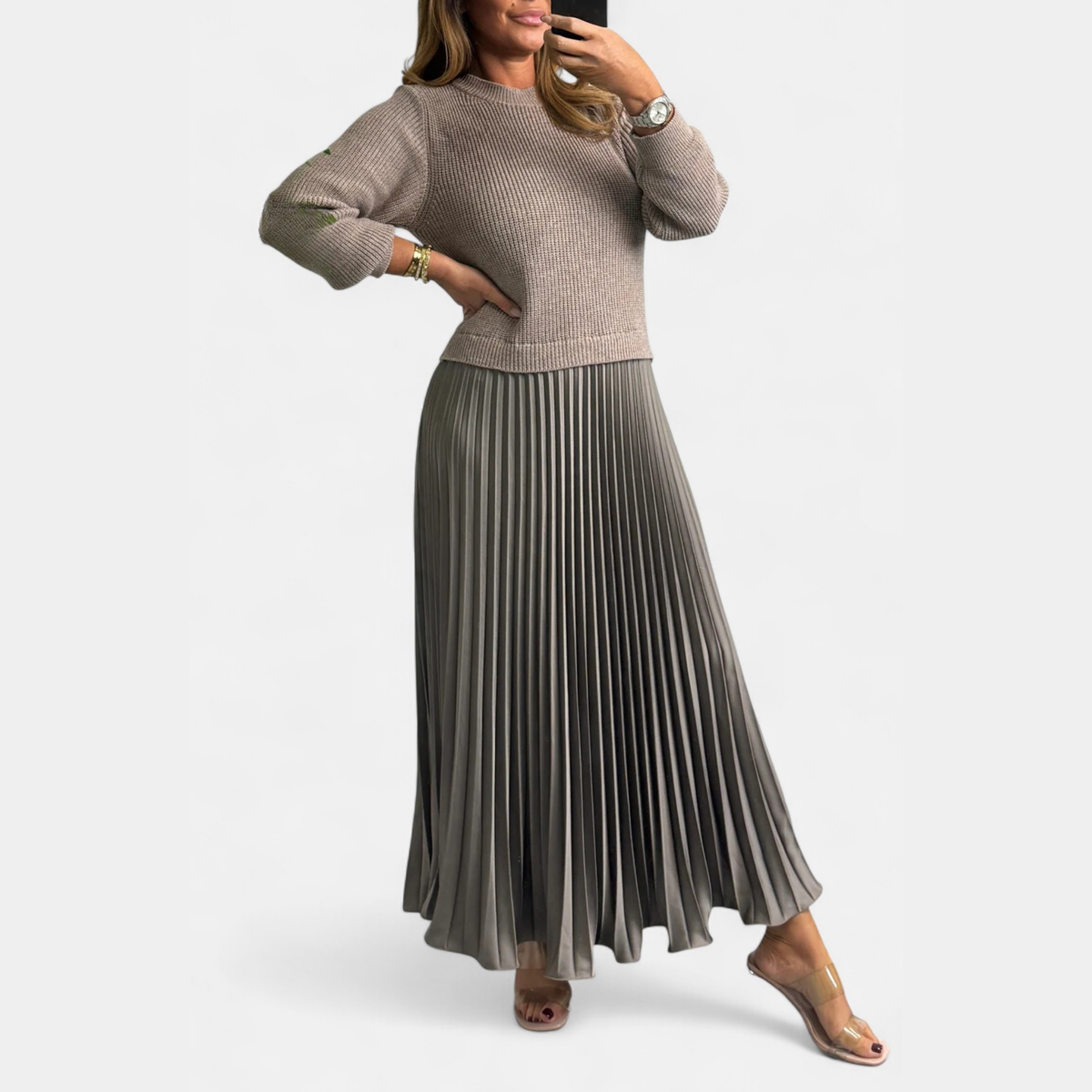 Helga - Women's Pleated Jumper Dress – view 3
