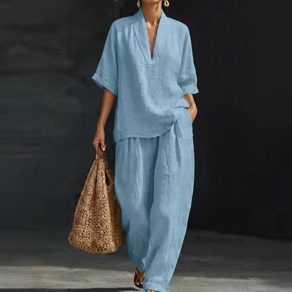 Hester - Women's Blouse and Wide Leg Trouser Set - photo 1
