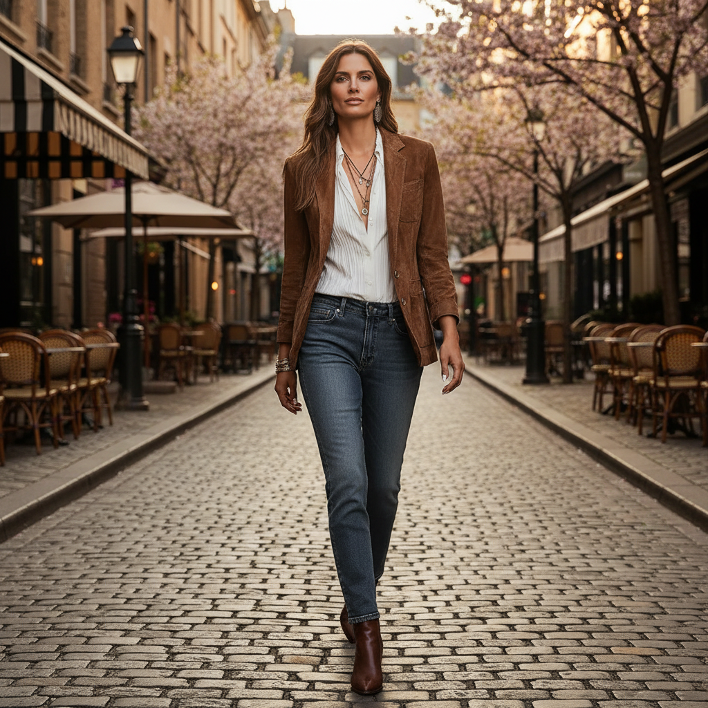 Rachel | Button-Down Suede Blazer for Women