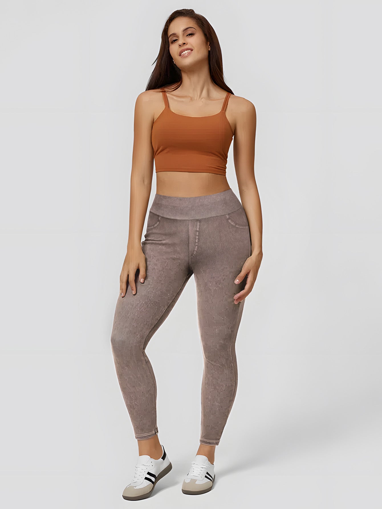 Hollis - Women's High-Waisted Leggings in Denim Finish - photo 4