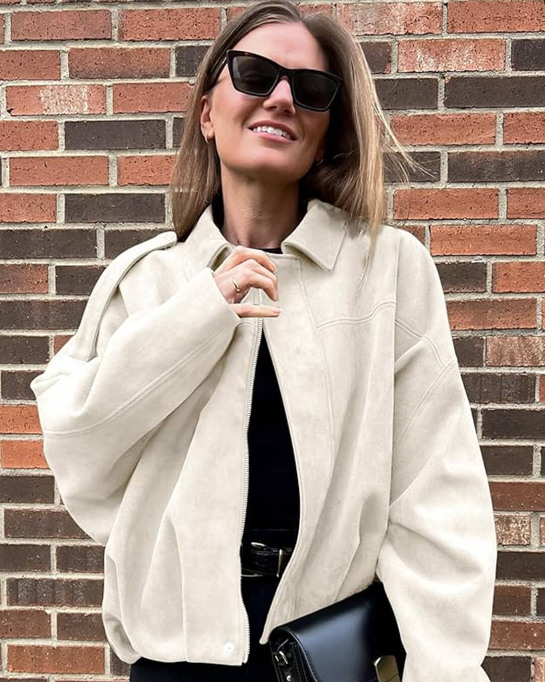 Ida - Women's Wrap Bomber Jacket with Zip Front - photo 5