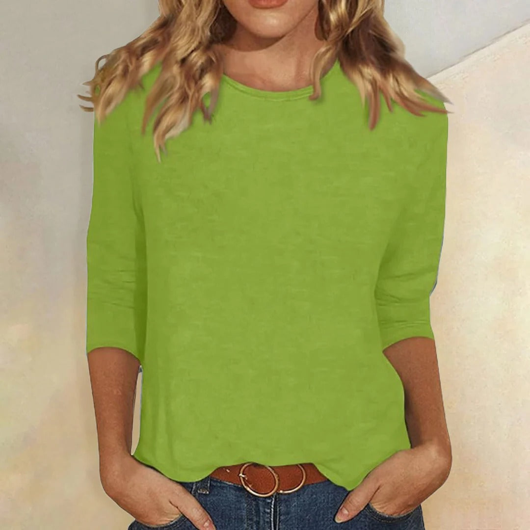 Stella | Crew Neck Top with Three-Quarter Sleeves for Women