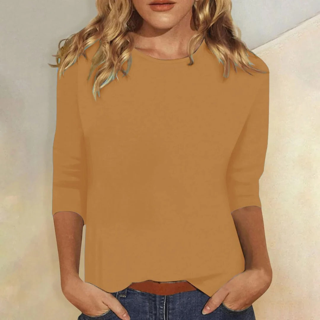 Stella | Crew Neck Top with Three-Quarter Sleeves for Women