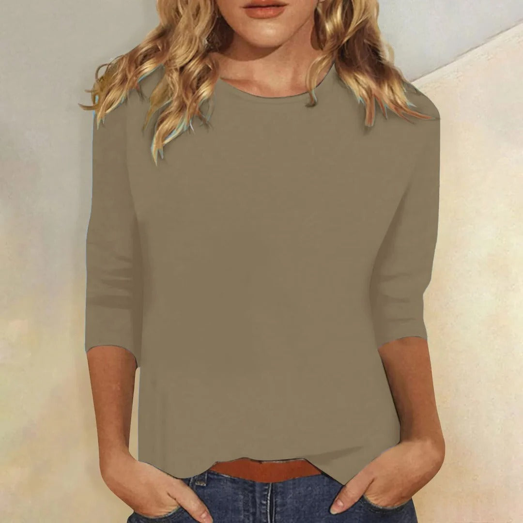 Stella | Crew Neck Top with Three-Quarter Sleeves for Women