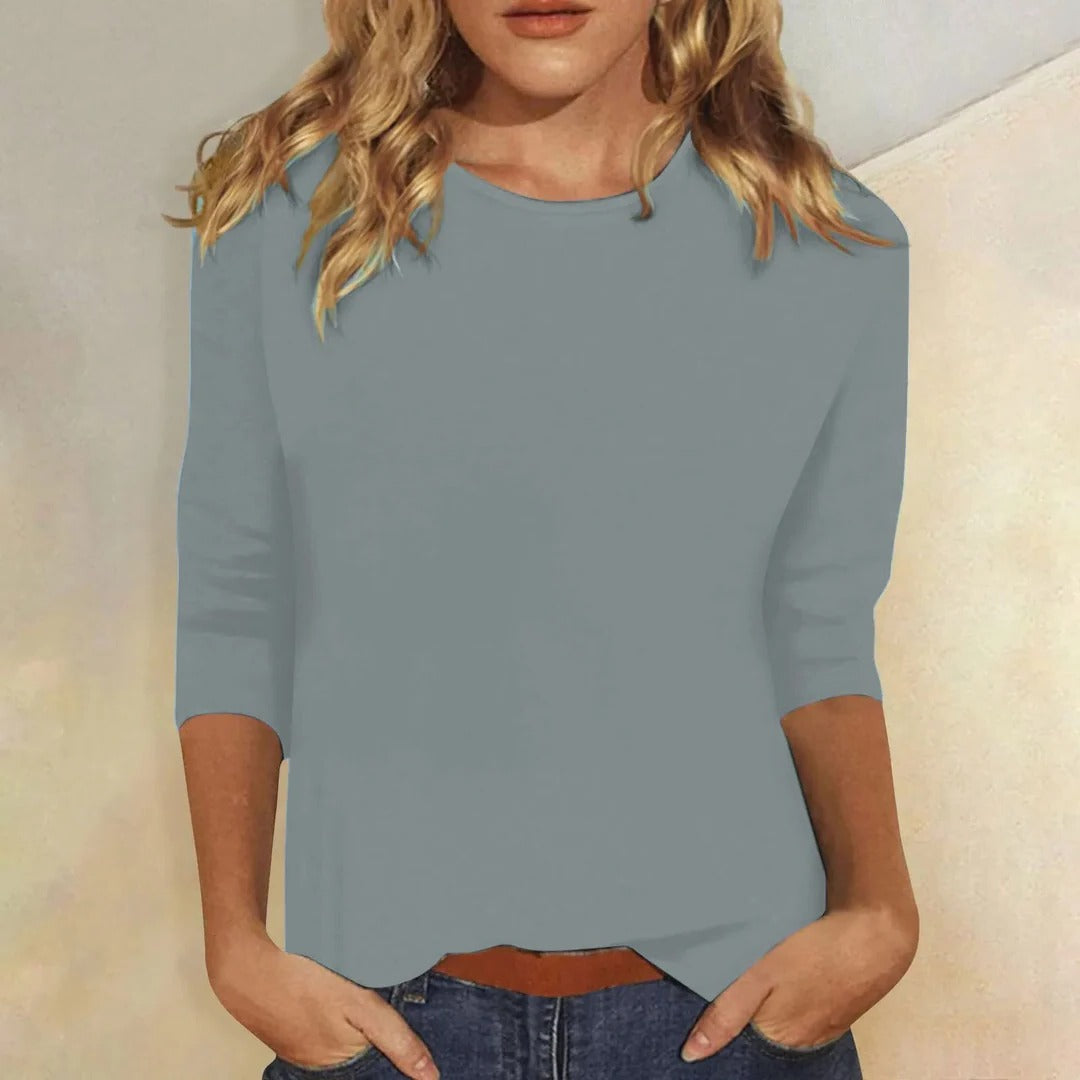 Stella | Crew Neck Top with Three-Quarter Sleeves for Women