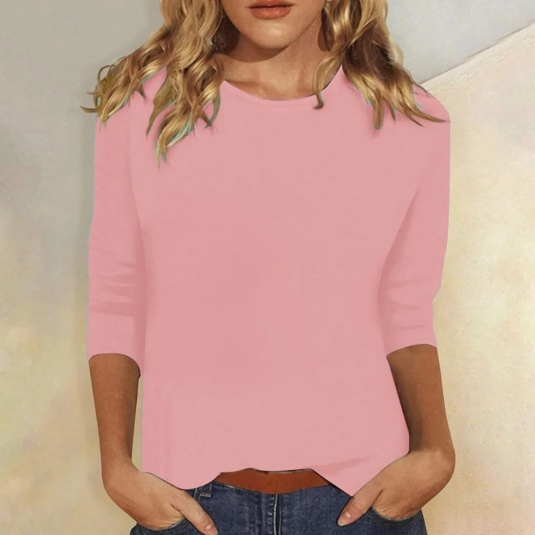 Stella | Crew Neck Top with Three-Quarter Sleeves for Women
