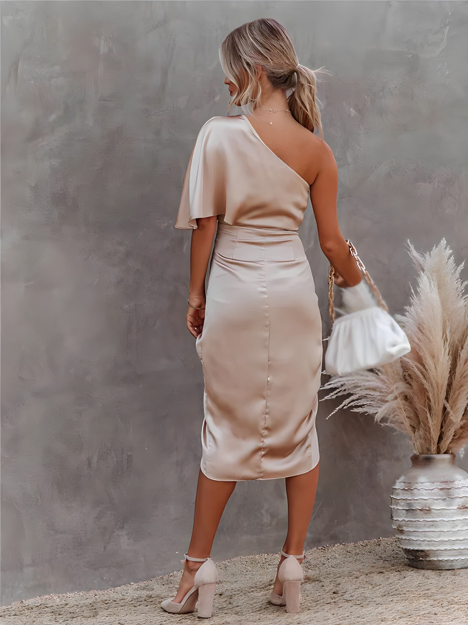 Celeste - Vestido de cóctel de seda para mujer