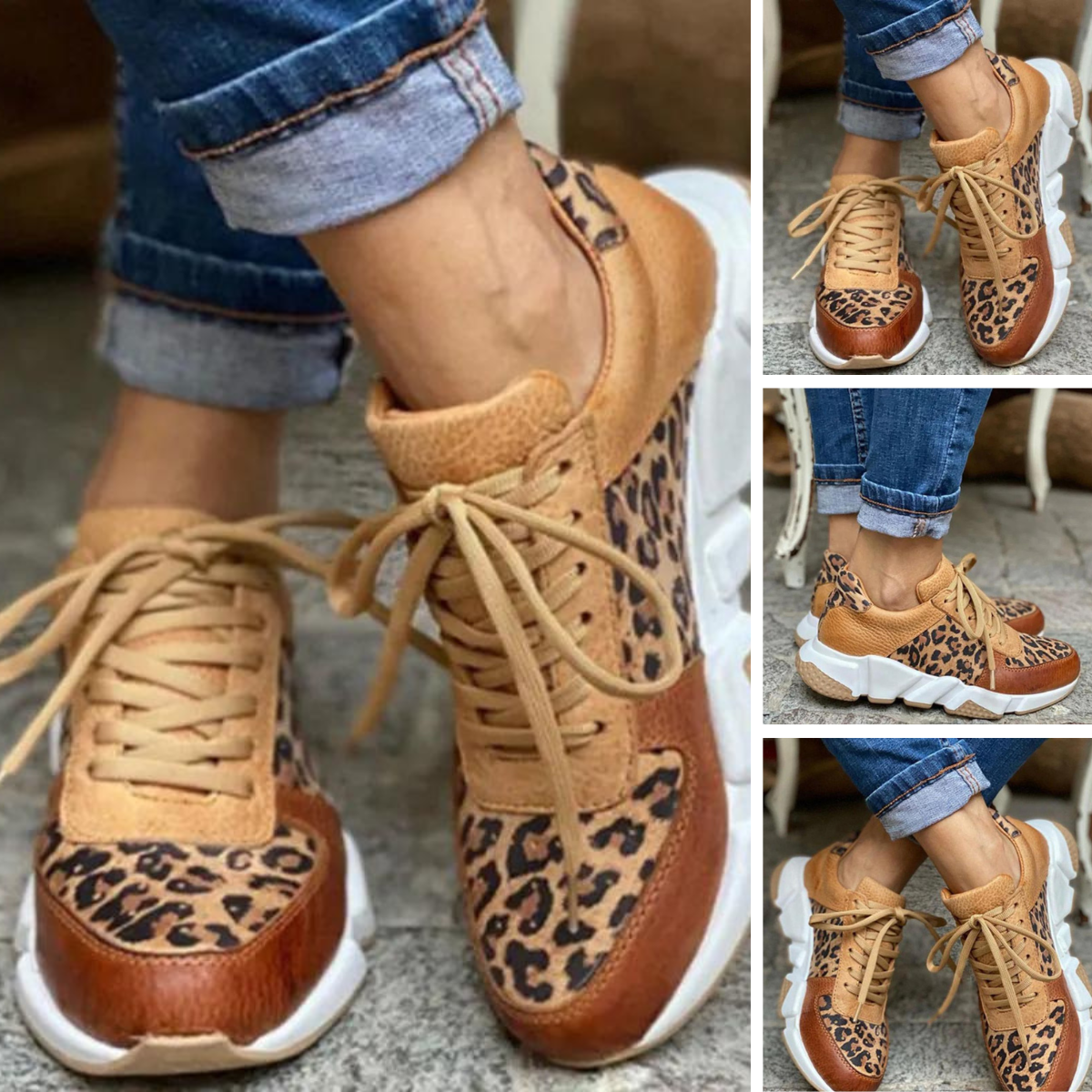 Selene - Women's Fierce Leopard Print Sneakers Trendy and Comfortable